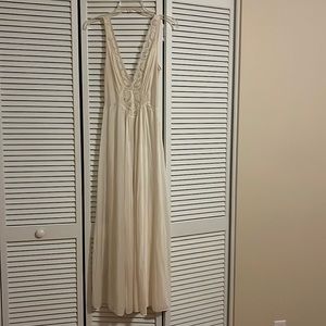 Vintage long Ivory lace bodice nightgown